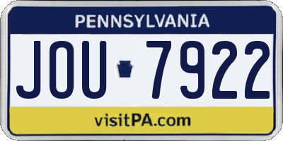 PA license plate JOU7922