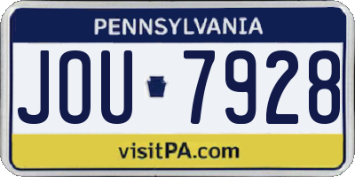 PA license plate JOU7928