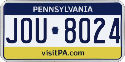 PA license plate JOU8024