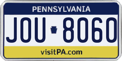 PA license plate JOU8060