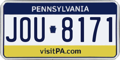 PA license plate JOU8171