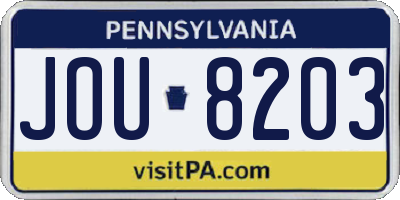 PA license plate JOU8203