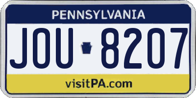 PA license plate JOU8207