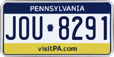 PA license plate JOU8291