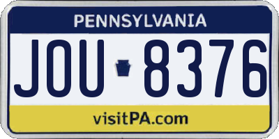 PA license plate JOU8376
