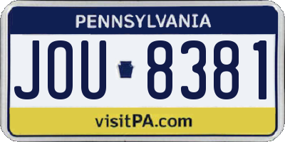 PA license plate JOU8381