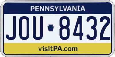 PA license plate JOU8432