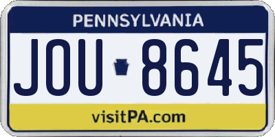 PA license plate JOU8645