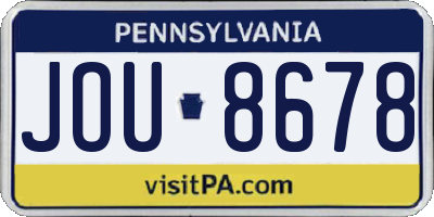 PA license plate JOU8678