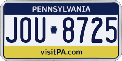 PA license plate JOU8725