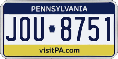 PA license plate JOU8751