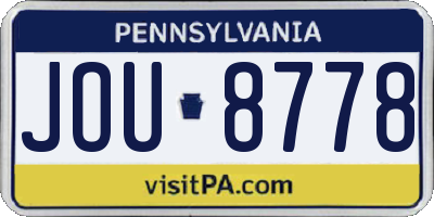 PA license plate JOU8778