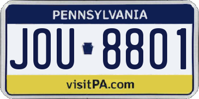 PA license plate JOU8801