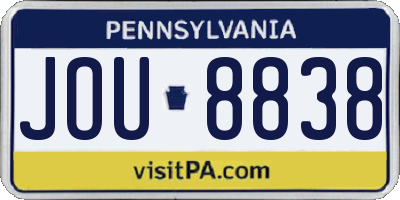 PA license plate JOU8838