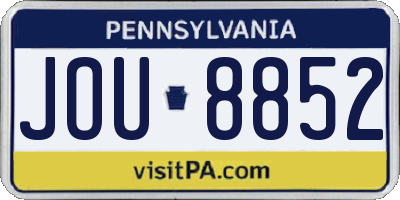 PA license plate JOU8852