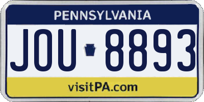 PA license plate JOU8893