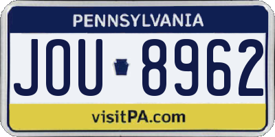 PA license plate JOU8962