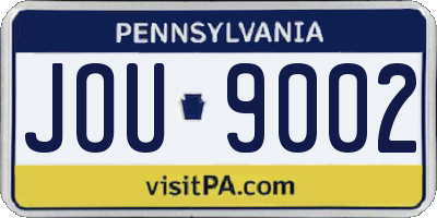 PA license plate JOU9002