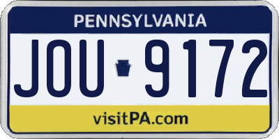 PA license plate JOU9172