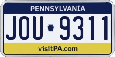PA license plate JOU9311