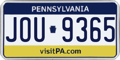 PA license plate JOU9365
