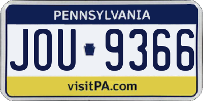 PA license plate JOU9366