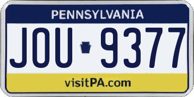 PA license plate JOU9377