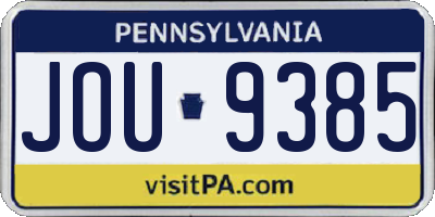 PA license plate JOU9385