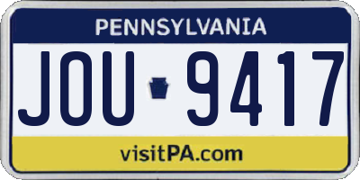 PA license plate JOU9417