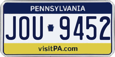 PA license plate JOU9452