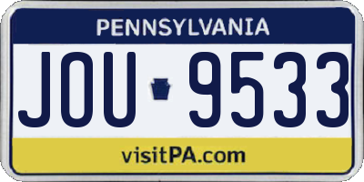PA license plate JOU9533
