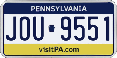 PA license plate JOU9551