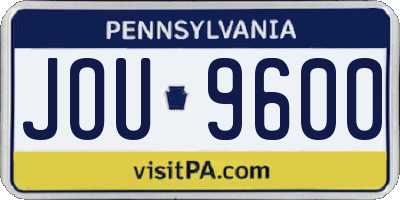 PA license plate JOU9600