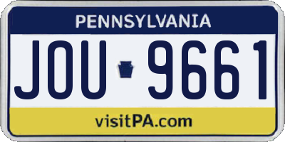 PA license plate JOU9661