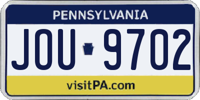 PA license plate JOU9702