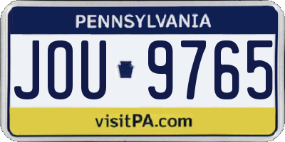 PA license plate JOU9765