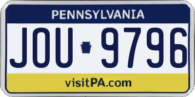 PA license plate JOU9796