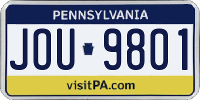 PA license plate JOU9801