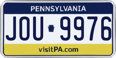 PA license plate JOU9976
