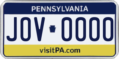 PA license plate JOV0000