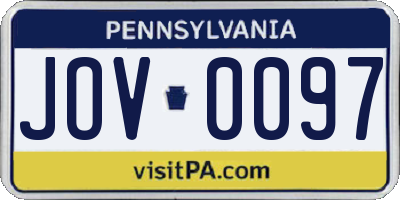 PA license plate JOV0097
