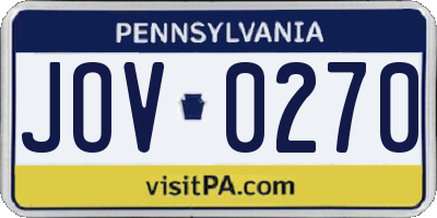 PA license plate JOV0270