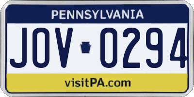 PA license plate JOV0294