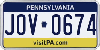 PA license plate JOV0674