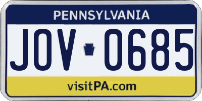 PA license plate JOV0685