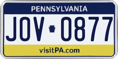 PA license plate JOV0877
