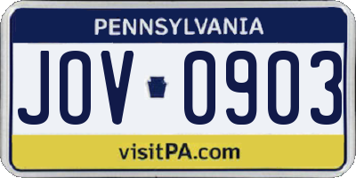 PA license plate JOV0903