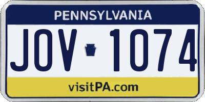 PA license plate JOV1074