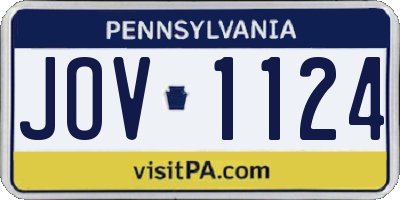 PA license plate JOV1124