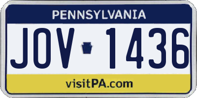 PA license plate JOV1436
